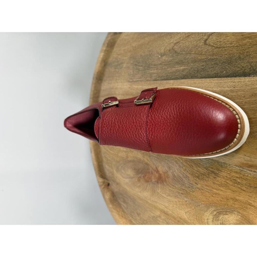 Santoni Made In Italy Red Leather Double Monk Strap Shoe US 5 / EU 35 NWB $900 - Picture 7 of 12